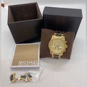 Authentic Michael Kors tiger eye and gold watch